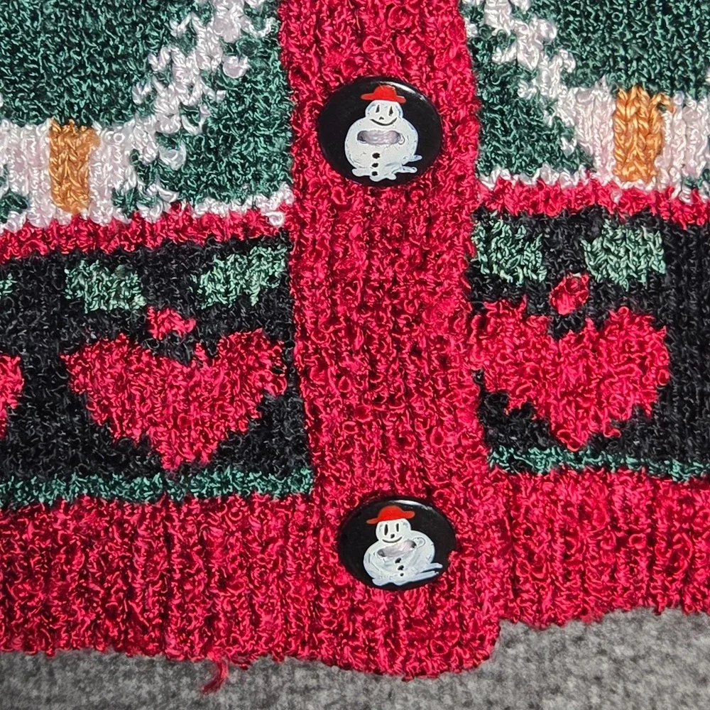 Vintage Mark Shale Women's Christmas Sweater Snowman Buttons‎ Grandma Knit Large